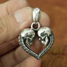 Forever Love Double Skulls Heart Pendant 925 Sterling Silver Mens Biker Pendant TA168 JP 2024 - buy cheap
