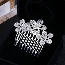 Bridal Wedding Hair Comb Tiara Silver Plated Crystal Rhinestone Bride Flower Tiara for Women 2024 - buy cheap