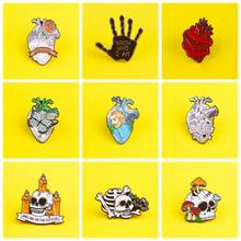 Heart Brooch Skull Metal Badges For Clothes Enamel Pin Punk Icon On The Backpack Set Lapel Pin On Clothes Gesture Decorative Pin 2024 - buy cheap