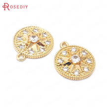 (38872)10PCS 24K Champagne Gold Color Brass and Zircon Round Star Charms Pendants Jewelry Making Supplies Diy Accessories 2024 - buy cheap