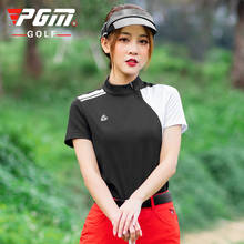 2020 PGM New Golf Apparel Summer Women Asymmetric Black And White Stitching Golf T-shirt Short Sleeve Quick Dry Sports Clothes 2024 - buy cheap