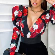 blouse women Long Sleeve Puff Sleeve Lady Spring Elegant Floral Printing blouse women Party blouses femme 2024 - buy cheap