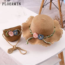 Fashion Flower Children Sun Hats cute girl Bags Suit Summer Beach Straw Hats For Girl UV Protection Sun Hat For 2-7 Years Old 2024 - buy cheap