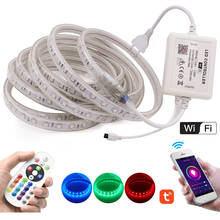 220V WiFi RGB LED Strip Light 5050 60LEDs/m Flexible LED Tape Bluetooth Control Waterproof LED Ribbon with Remote EU Plug 2024 - buy cheap
