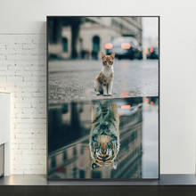Pintura em tela de leão ou tigre para gato, pintura de animais, pôsteres e impressões, imagem de arte de parede para sala, decoração de casa 2024 - compre barato