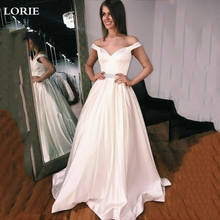 Lorie princesa vestidos de noiva cetim vestidos de noiva fora do ombro barato boho vestido de casamento 2024 - compre barato
