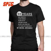 Camiseta de 50 años de ser impresionante para hombre, regalos de cumpleaños, novedad, camisetas de algodón, camiseta de manga corta, ropa recién llegada, 1970 2024 - compra barato