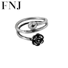 FNJ Rose Flower Rings 925 Silver Adjustable Size Open Popular S925 Solid Silver Ring for Women Jewelry Fine 2024 - buy cheap