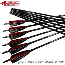 Linkboy Archery Carbon Arrows ID6.2mm 5inch Turkey Feather Target Point 75gr Compound Traditional Bow Hunting Accessories 12pcs 2024 - buy cheap