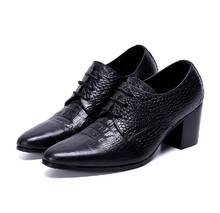 Sapato social masculino/Мужская обувь на высоком каблуке; обувь из натуральной кожи с острым носком и пряжкой на ремешке; Свадебная обувь на шнуровке в деловом стиле 2024 - купить недорого