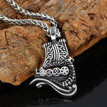 Nordic viking drakkar valknut helm of awe ship stainless steel amulet talisman pendant necklace 2024 - buy cheap