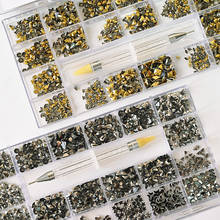 1000pcs/Box/5-12mm/ Nail Rhinestones Diamond Crystals Stones+ 1Point Drill Pen Manicure Nails Art Decorations Accessories Set#ZB 2024 - buy cheap