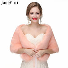 JaneVini 2021 Faux Fox Fur Wrap Cape Bride Jacket for Dress Wedding Boléro Femme Pink Black Fur Bridal Shawls Winter Chal Blanco 2024 - buy cheap