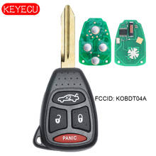 KEYECU дистанционный брелок 4 кнопки для Chrysler 200 300 Sebring PT Cruiser Dodge Avenger Durango FCCID: KOBDT04A Uncut 2024 - купить недорого