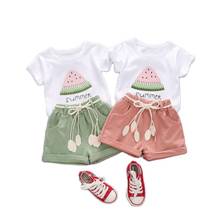 2021 Girls Clothes Toddler Tracksuit Sweater Baby Clothing Sets Children Kids Watermelon T-Shirt With Short Sleeves+Pants 2PCS 2024 - buy cheap