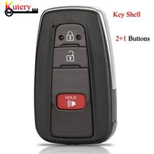 Kutery-carcasa de llave de coche inteligente para Toyota Camry Corolla RAV4 C-HR 2019, 2 + 1 botones, cubierta de llave de coche de repuesto, 10 unids/lote 2024 - compra barato
