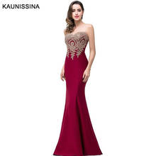 KAUNISSINA Robe de Soiree Longue Sexy Backless Red Mermaid Lace Evening Dress Long Appliques Evening Gowns Banquet Vestido 2024 - buy cheap