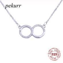 Pekurr 925 prata esterlina zircon duplo redondo colares para as mulheres hoop ilimitado sinal colar pingentes moda jóias 2024 - compre barato