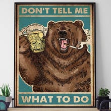 Картина на холсте с юмористическим рисунком смешного медведя, курительного пива, плакат с HD-печатью, Современное украшение для ванной комнаты, настенное искусство, картина, домашний декор 2024 - купить недорого