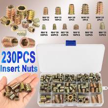 230/Set M4 M5 M6 M8 M10 Zinc Alloy Thread For Wood Insert Nut Flanged Hex Drive Head Woodworking Furniture Nuts Kit 2024 - buy cheap