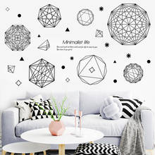Adesivo minimalista de parede 70*122cm, estampa geométrica criativa, poster de sofá, plano de fundo para sala de estar, quarto, decalques de parede 2024 - compre barato