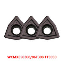 WCMX-insertos de Caarbide WCMX050308 WCMX06T308 TT9030 para cortador de torno de acero inoxidable, herramienta de torneado CNC de corte 10 Uds Original 2024 - compra barato