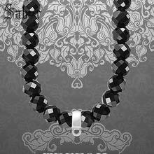 Длинное ожерелье с подвеской из оникса, модное украшение из стерлингового серебра 925 пробы, Европейский классический подарок для женщин и девушек 2024 - купить недорого