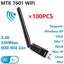 [100 pces] mt7601 usb wifi dongle 150mbps 2.4ghz usb2.0 rotativo sem fio usb wi-fi adaptador 7601 2024 - compre barato