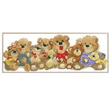 Happy Bear Family Pattern Cross Stitch Kits Printed Canvas Embroidery Sets 11CT 14CT DIY Sewing Needlework Craft Home Decoration 2024 - buy cheap
