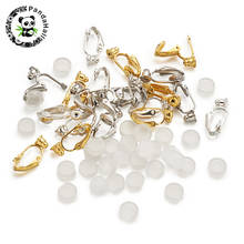 Brass Clip-on Earring Components Earring Findings and Plastic Ear Clip pad for DIY Making Golden Silver 19x6x9mm, Hole: 1mm 2024 - buy cheap