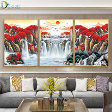 Triptych 5D Diamond painting Chinese Style Traditional Landscape Painting Diy Cross Stitch Embroidery Full Drill Mosaic Decor 2024 - buy cheap