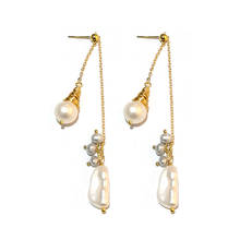 SINZRY Korean original jewelry creative handmade natural baroque pearl tassel drop earrings for female 2024 - buy cheap