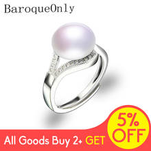 BaroqueOnly-Anillo de perlas naturales de agua dulce para mujer, 925 anillos de plata esterlina de joyería, circón de alta calidad, regalo de boda 2024 - compra barato