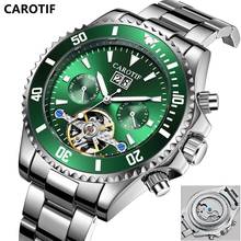 CAROTIF Automatic Mechanical Men Watch Stainless Steel Case Waterproof Tourbillon Business Wristwatch 2021 New Relogio Masculino 2024 - buy cheap