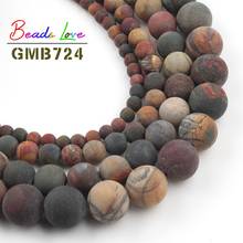 4-10MM Dull Polish Matte Picasso Jaspers Beads Natural Stone Frosted Round Loose Beads for Jewelry Making Diy Bracelet 15 Inch 2024 - buy cheap