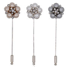 Broche elegante de flores y perlas, broche de seguridad con diamantes de imitación de cristal Unisex, accesorios para traje, regalo de joyería de moda 2024 - compra barato