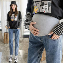 Spring Summer New Pregnancy Abdominal Pants Comfortable Women's Jeans Maternity Apparel High Waist Loose Casual Denim Trousers 2024 - buy cheap