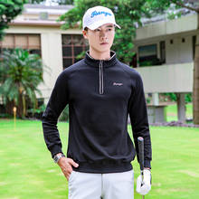 2020 Golf Clothes Men's Long Sleeve thick fleece T-Shirt Autumn and Winter zipper collar windproof Warm Golf Sportswear tops 2024 - buy cheap