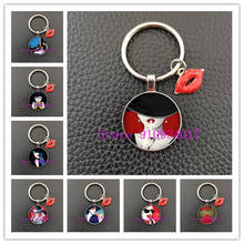 New fashion woman hat beautiful girl red lips pattern photo glass cabochon keychain jewelry gifts, gifts for women themselves, 2024 - buy cheap