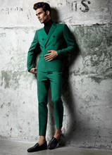 2020 Latest Design Fashion Green Men Suits Blazer Cheap Slim Fit Tailored Tuxedo Formal Wedding Suit 2 Pieces (Jacket+Pants) 2024 - buy cheap