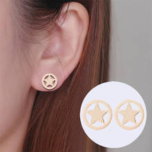 Hfarich Cute Movie America Accessories Stainless Steel Circle Star Shaped Small Earrings for Women Marvel Lovers 2024 - buy cheap