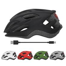 Casco de ciclismo Unisex para hombre y mujer, protector de cabeza mate con luz trasera y carga USB, moldeado integralmente, 2021 2024 - compra barato