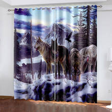 Cortinas personalizadas com foto em 3d, cortinas à prova de som e vento de inverno, floresta, animal 2024 - compre barato