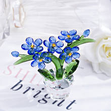 H&D Forget-Me-Not Crystal Flower Figurine Home Office Table Paperweight Wedding Christmas Lady Gift Glass Ornament Collectibles 2024 - compre barato
