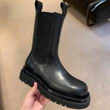 Botas de plataforma de cuero para Mujer, botines de lujo, suela gruesa, Invierno, 2020 2024 - compra barato