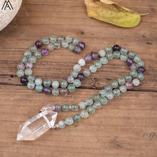 Natural Rainbow Fluorite Stone 108 Prayer Beads Knotted Necklace Women Double Stick Quartz Point Mala Necklace Jewelry N0249AM 2024 - buy cheap