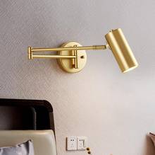 Luminária de parede telescópica dobrável, lâmpada criativa para quarto, varanda, corredores, lâmpadas nórdicas simples de bronze fosco 2024 - compre barato