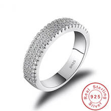 Голливуд женский обручальное кольцо 925 пробы серебро полукруглые разноцветные плоские с проложить AAAA фианит обручальные кольца для женщин Свадебные вечерние, ювелирное изделие, подарок 2024 - купить недорого