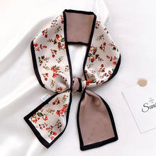 Fashion Ribbon Silk Scarf Women Luxury Floral Neck Long Thin Scarves Office Lady Shawls Bandana Hijab Bag Dress Scarves 100*10Cm 2024 - buy cheap