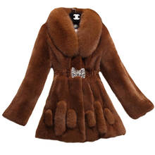 Abrigo de piel de zorro Artificial para mujer, abrigo largo informal de talla grande, a la moda, para otoño e invierno, 6XL, F881 2024 - compra barato